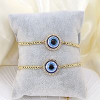 Copper Devil's Eye Jewelry Bracelet 18k Gold Inlaid Zircon Drip Oil Eye Bracelet Wholesale main image 5