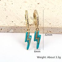 Bohemian Color Oil Drop Copper Micro-set Zircon Lightning Earrings Fashion Earrings main image 5
