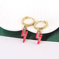 Bohemian Color Oil Drop Copper Micro-set Zircon Lightning Earrings Fashion Earrings main image 6