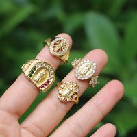 Fashion Inlaid Zircon Virgin Mary Copper Zircon Geometric Ring main image 2