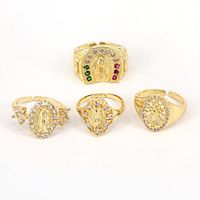 Fashion Inlaid Zircon Virgin Mary Copper Zircon Geometric Ring main image 4