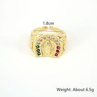 Fashion Inlaid Zircon Virgin Mary Copper Zircon Geometric Ring main image 5