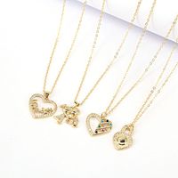 Fashion Hollow Heart Simple Micro-inlaid Zircon Love Pendant Copper Necklace main image 4