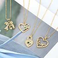 Fashion Hollow Heart Simple Micro-inlaid Zircon Love Pendant Copper Necklace main image 5