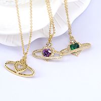 Fashion Hollow Zircon Heart Niche Collarbone Pendant Copper Necklace main image 4