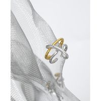 Korean Niche Design Cross Double-layer Texture S925 Sterling Silver Open Ring Female main image 3