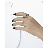 Korean Niche Design Cross Double-layer Texture S925 Sterling Silver Open Ring Female main image 4