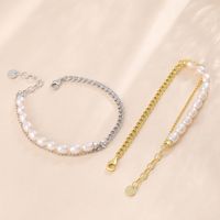 New S925 Sterling Silver Pearl Bracelet Female Side Stitching Beads Bracelet main image 4