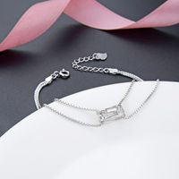 Simple Double-layer Box Chain Korea S925 Sterling Silver Heart-shaped Zircon Bracelet main image 5