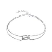 Simple Double-layer Box Chain Korea S925 Sterling Silver Heart-shaped Zircon Bracelet main image 6