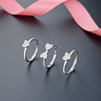 Creative Zircon-studded Flower S925 Sterling Silver Three-in-one Heart-shaped Ring main image 4