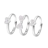 Creative Zircon-studded Flower S925 Sterling Silver Three-in-one Heart-shaped Ring main image 6