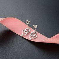 Simple Korean S925 Silver Zircon Earrings Ladies Heart-shaped Diamond Earrings main image 3