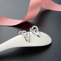 Simple Korean S925 Silver Zircon Earrings Ladies Heart-shaped Diamond Earrings main image 4