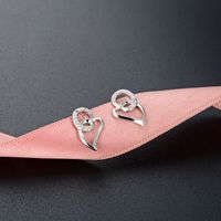 Simple Korean S925 Silver Zircon Earrings Ladies Heart-shaped Diamond Earrings main image 5