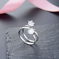 New Spiral Diamond Accessories Ring Korean S925 Sterling Silver Zircon Open Ring main image 3