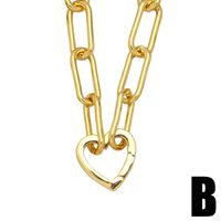 European And American Thick Chain Hiphop Men And Women Heart Copper Necklace Wholesale main image 4