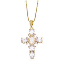 Retro Religious Virgin Mary Cross Pendant For Men And Women Exaggerated Copper Necklace main image 4