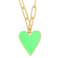 European And American Punk Creative Fashion Color Dripping Oil Heart Copper Necklace main image 3