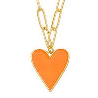 European And American Punk Creative Fashion Color Dripping Oil Heart Copper Necklace main image 4
