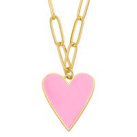 European And American Punk Creative Fashion Color Dripping Oil Heart Copper Necklace main image 5