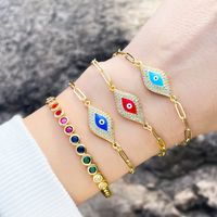 Copper Color Zircon Bracelet Creative Enamel Dripping Oil Devil's Eye Bracelet Wholesale main image 2