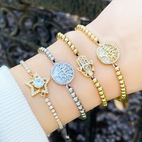 Simple Hollow Five-pointed Star Bracelet Female Copper Inlaid Color Zircon Tree Of Life Bracelet main image 1