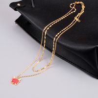 European And American Style Cute Calf Dripping Red Oil Titanium Steel Gold-plated Necklace main image 3
