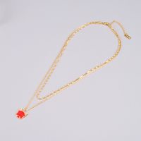 European And American Style Cute Calf Dripping Red Oil Titanium Steel Gold-plated Necklace main image 5