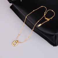 Simple Round Snake Bag Beads Oval Pendant Gold Titanium Steel Plated 18k Gold Necklace main image 2