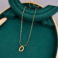 Simple Round Snake Bag Beads Oval Pendant Gold Titanium Steel Plated 18k Gold Necklace main image 3
