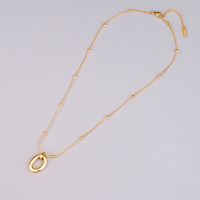 Simple Round Snake Bag Beads Oval Pendant Gold Titanium Steel Plated 18k Gold Necklace main image 5