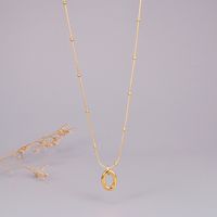 Simple Round Snake Bag Beads Oval Pendant Gold Titanium Steel Plated 18k Gold Necklace main image 6