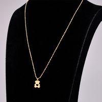 Simple Bear Middle Hollow Heart Bear Cute Animal Titanium Steel 18k Gold Clavicle Chain main image 3