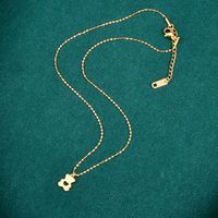 Simple Bear Middle Hollow Heart Bear Cute Animal Titanium Steel 18k Gold Clavicle Chain main image 5