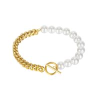 Niche Personnalité Couture Chaîne Perle Boucle Ot Bracelet En Acier Inoxydable Femmes main image 2