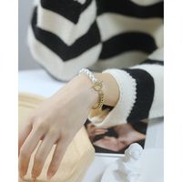 Niche Personality Stitching Chain Pearl Ot Buckle Stainless Steel Bracelet Women main image 5