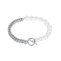 Nicho Personalidad Costura Cadena Perla Ot Hebilla Pulsera De Acero Inoxidable Mujer main image 6