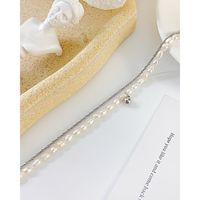 Korean Fashion Simple Freshwater Pearl Chain Ball Stainless Steel Bracelet Women main image 3