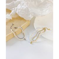 Korean Fashion Simple Freshwater Pearl Chain Ball Stainless Steel Bracelet Women main image 4