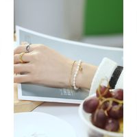 Bracelet En Acier Inoxydable De Boule De Chaîne De Perles D&#39;eau Douce Simple De Mode Coréenne Femmes main image 5