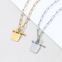 European And American New Ot Buckle Stainless Steel Lock Pendant Necklace Wholesale main image 3