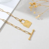European And American New Ot Buckle Stainless Steel Lock Pendant Necklace Wholesale main image 4