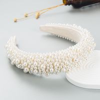 Baroque Style Solid Color Cloth Inlay Pearl Hair Band 1 Piece main image 7