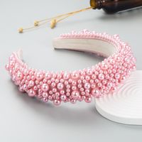 Baroque Style Solid Color Cloth Inlay Pearl Hair Band 1 Piece sku image 3