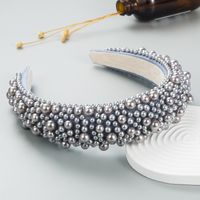 Baroque Style Solid Color Cloth Inlay Pearl Hair Band 1 Piece main image 5