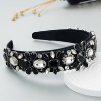 Fashion Baroque Shiny Crystal Flower Glass Diamond Fabric Headband sku image 2