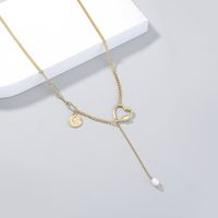 Simple Stitching Winding Heart Fashion Oval Pearl Pendant Necklace sku image 1