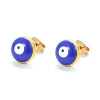 Retro Drop Oil Devil's Eye Oil Drop Enamel Copper Earrings sku image 3