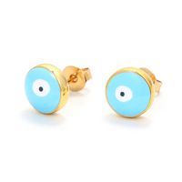 Retro Drop Oil Devil's Eye Oil Drop Enamel Copper Earrings sku image 5